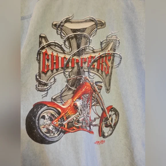 LOT OF 2 COTTON BIKER SHIRTS  STURGIS INDIAN HEAD & CHOPPER PRINTS  SLEEVELESS L - Picture 11 of 13